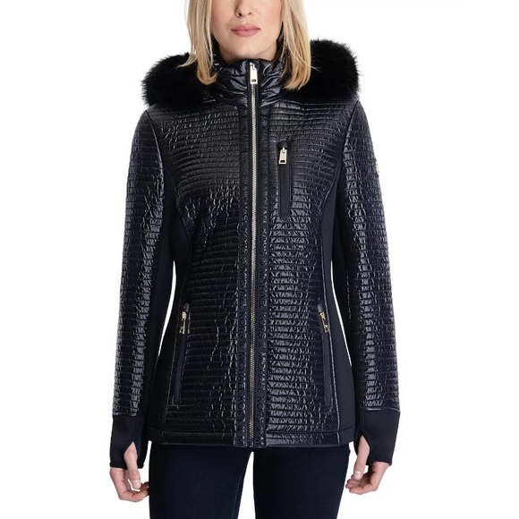 Michael Kors Jackets & Blazers - Michael Kors Faux-Fur-Trim Hooded Quilted Coat